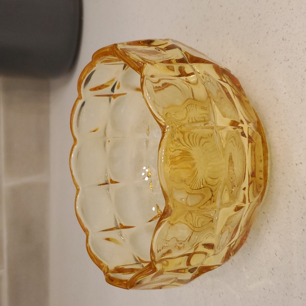 Indiana Glass Tiara Yellow Mist Constellation Candy Nut Bowl Vintage - Picture 7 of 7